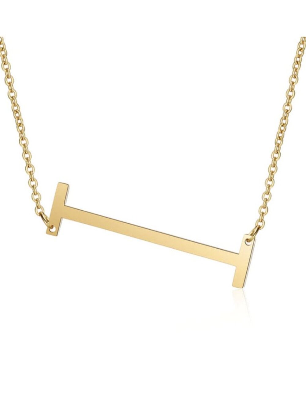 Large Letter "I" 18k Gold Plated Big Initial Name Statement Necklace
